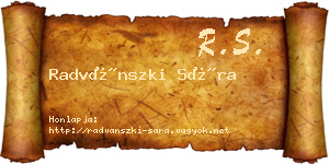 Radvánszki Sára névjegykártya
