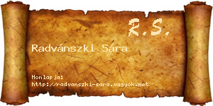 Radvánszki Sára névjegykártya