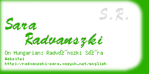 sara radvanszki business card